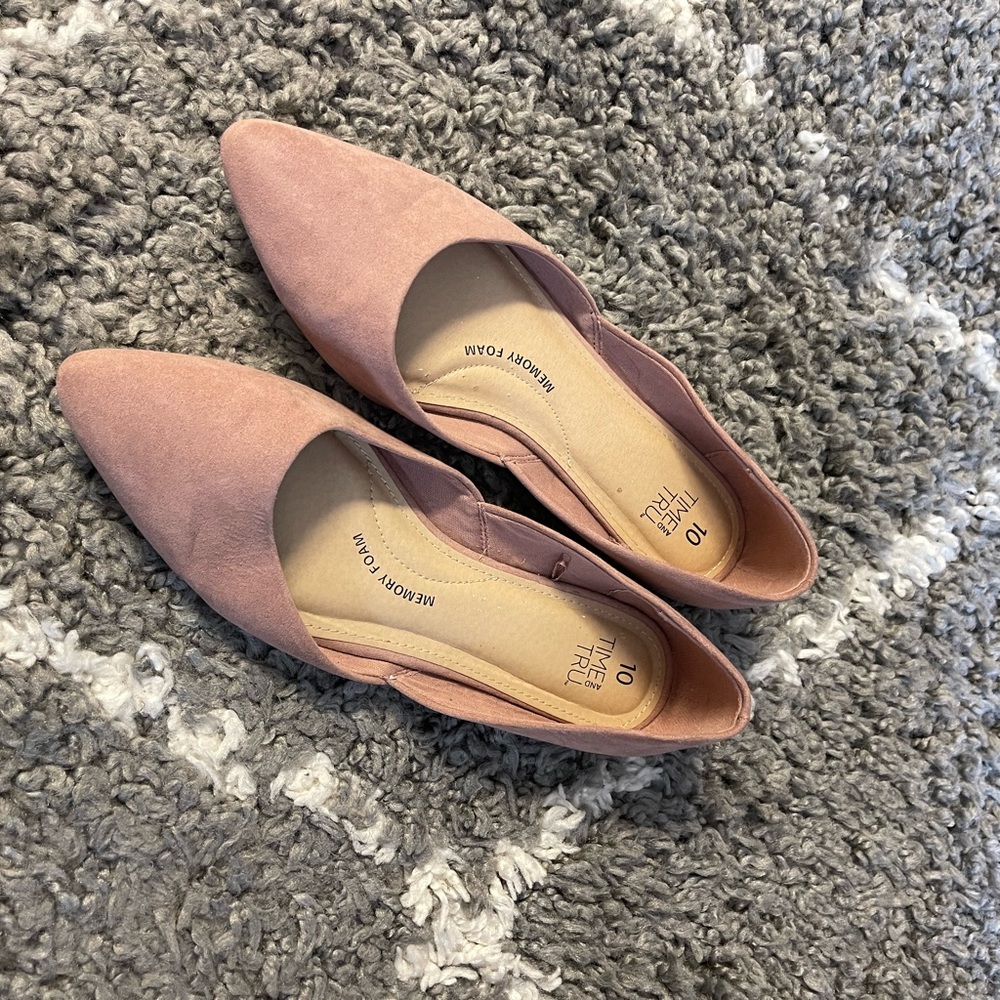Pink suede flats
